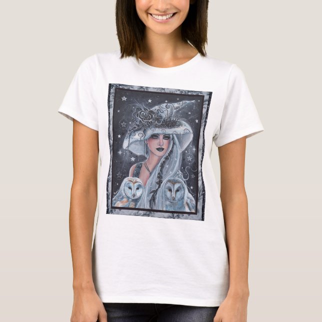 T-shirt sorcière et hibou d'Halloween (Devant)