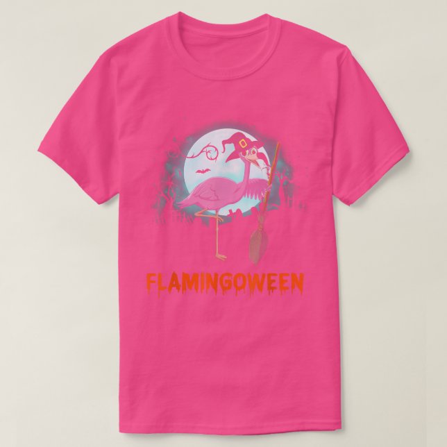 T-shirt Sorcière flamamingoween Flamant rose Halloween Gra (Design devant)