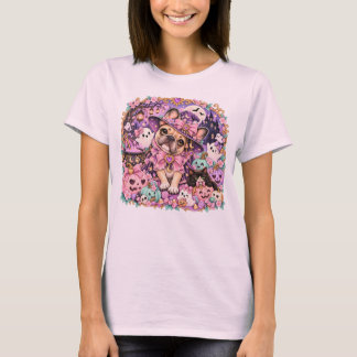 T-shirt Sorcière Frenchie Pastel Halloween Mignon