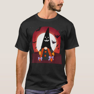 T-shirt Sorcière Gnome Halloween Costume Citrouille Automn