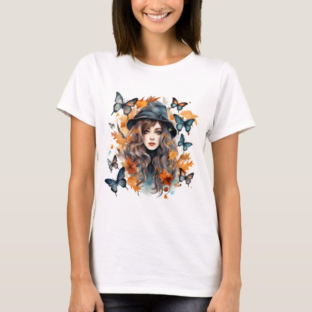T-shirt sorcière gothique d'Halloween (Devant)