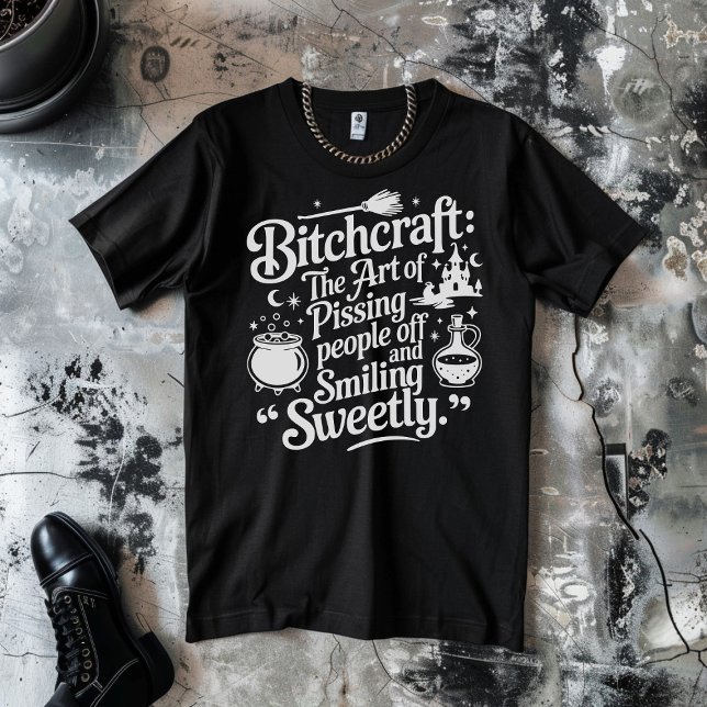 T-shirt Sorcière Halloween Blanc sur Noir (Créateur téléchargé)