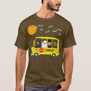 T-shirt Sorcière Halloween Conduisant Un Bus Scolaire