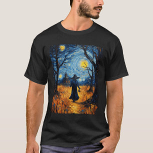 T-shirt Sorcière Halloween Starry Night Van Gogh Costume A
