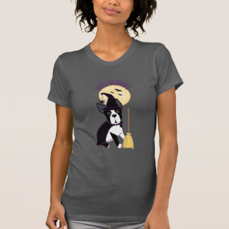T-shirt Sorcière heureuse de Halloween Boston Terrier