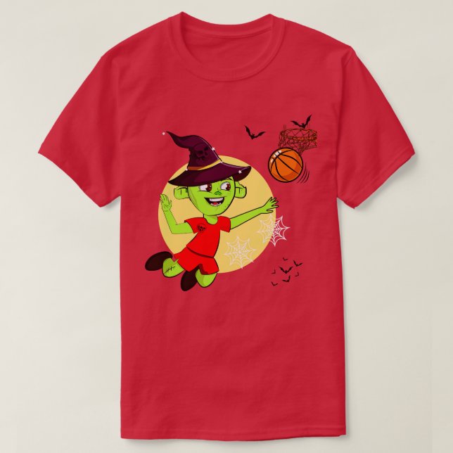 T-shirt Sorcière Jouer Au Basket (Design devant)