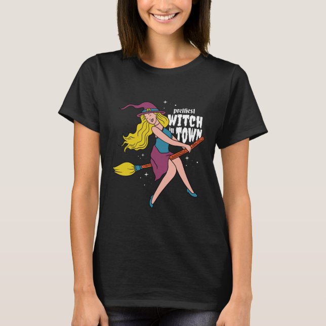 T-shirt Sorcière La Plus Belle En Ville (Devant)