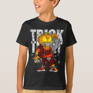 T-shirt Sorcière Licorne Halloween Chat Noir Lune Orange