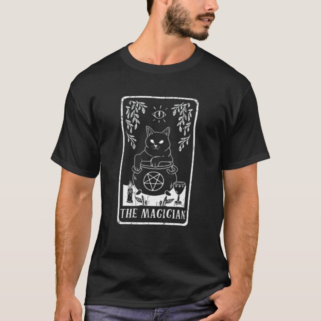T-shirt Sorcière magicienne chat carte Arot païenne Goblin (Devant)