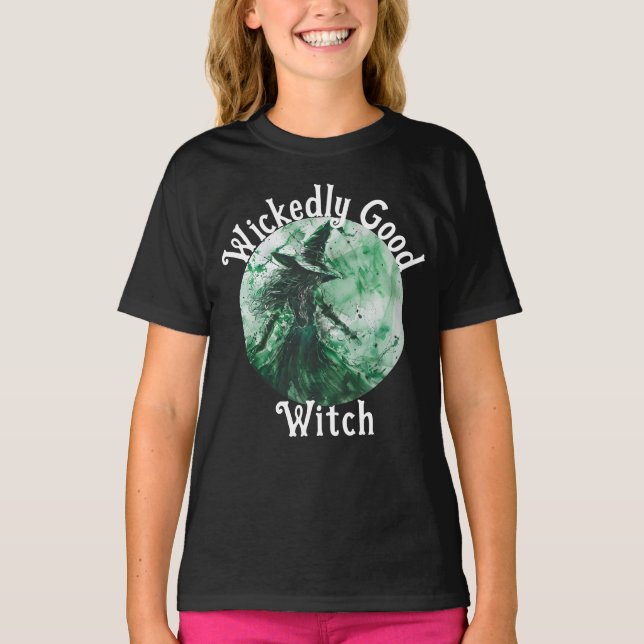 T-shirt Sorcière Méchamment Bonne Dessin De Sorcière Verte (Devant)