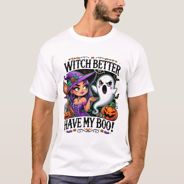 T-shirt Sorcière mieux avoir Boo | Vibes d'Halloween Éffra (Devant)