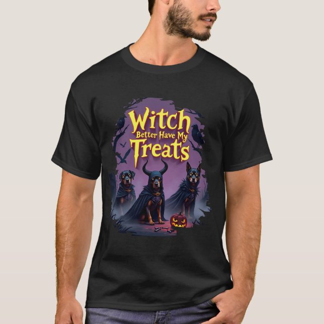 T-shirt Sorcière Mieux Avoir Mes Traitements Chien Hallowe (Devant)