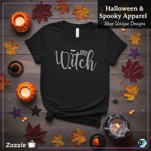 T-shirt Sorcière Mignonne Noir et Blanc Femmes Halloween