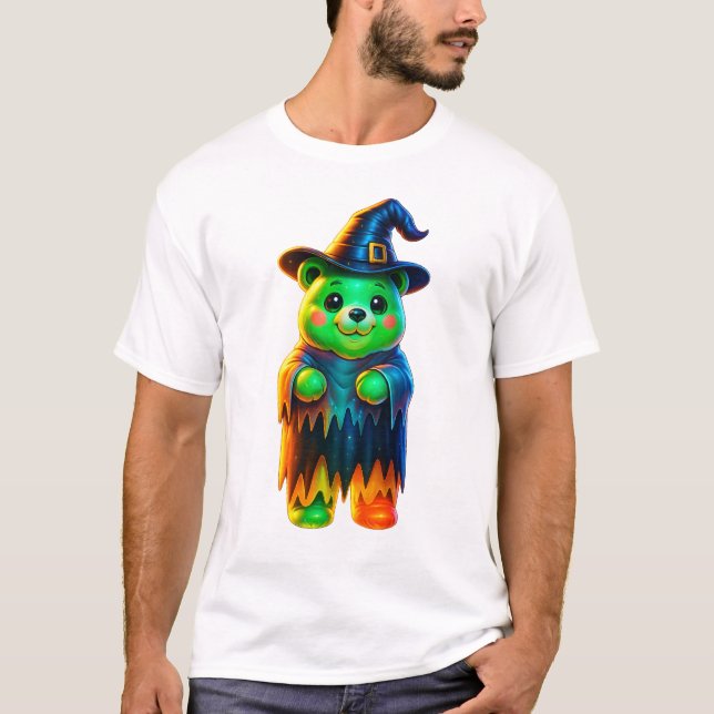 T-shirt Sorcière néon ours Halloween (Devant)