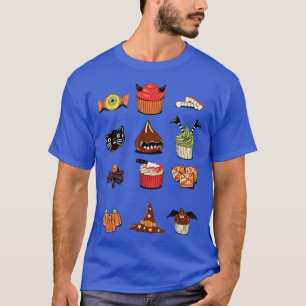 T-shirt Sorcière noir Cat Cupcake Eyeball Spider Bat Hallo