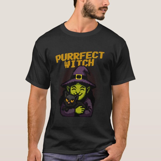 T-shirt Sorcière parfaite Drôle de pixel art Sorcière serr (Devant)