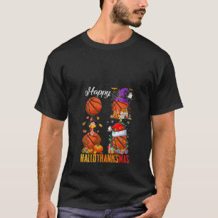 T-shirt Sorcière Pilgrim Père Noël Basketball Balls Happy 