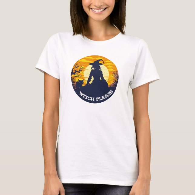 T-shirt Sorcière Please Kitty Chat Fun Halloween tenue de  (Devant)