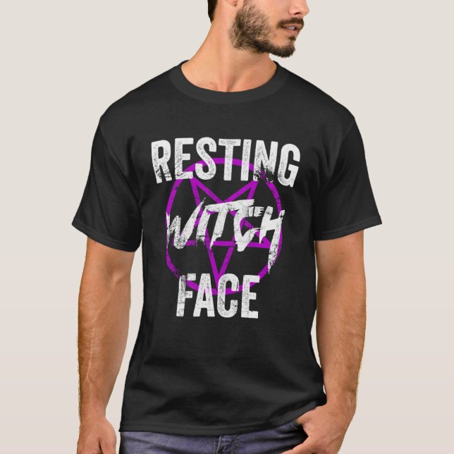 T-shirt Sorcière Repose Face Occulte Wiccan Pagan sorcière (Devant)