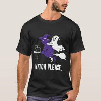 T-shirt Sorcière S'Il Vous Plaît Drôle Halloween Flying Wi