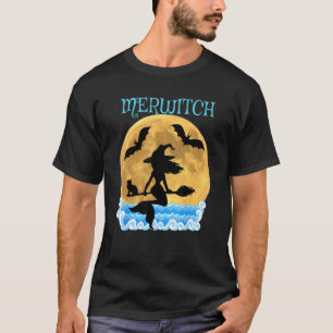 T-shirt Sorcière sirène volante Merwitch balai chauves-sou