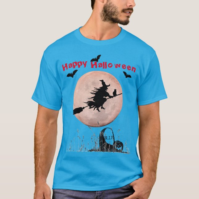 T-shirt Sorcière turquoise d'Halloween (Devant)