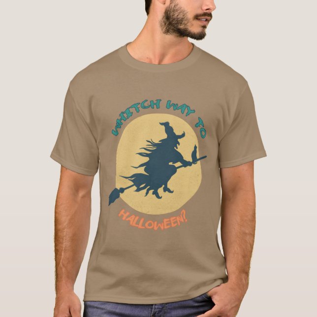 T-shirt Sorcière vers Halloween rétro (Devant)