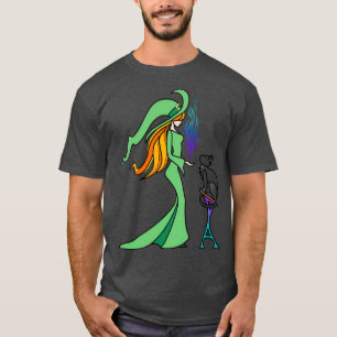 T-shirt Sorcière verte à tête rouge rendant magique