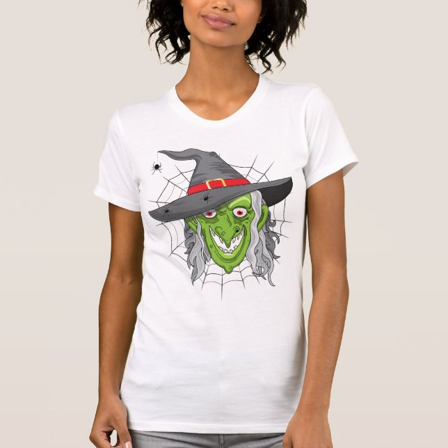T-shirt Sorcière verte d'Halloween (Devant)