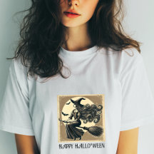 Sorcière vintage sur Pleine lune de chambre et cha