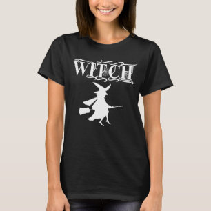 T-shirt Sorcière volante méchante noire Halloween