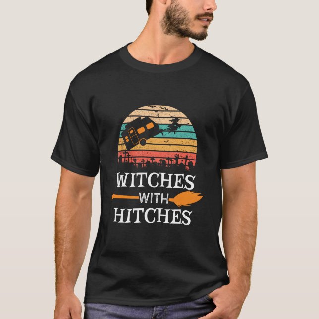 T-shirt Sorcières avec remorques Camionnette de camping Ha (Devant)