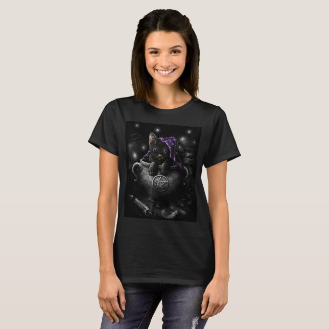 T-shirt Sorcières Black Kitten (Devant entier)