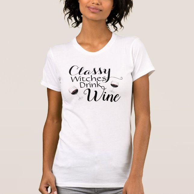 T-shirt Sorcières Classiques Boire du vin (Devant)