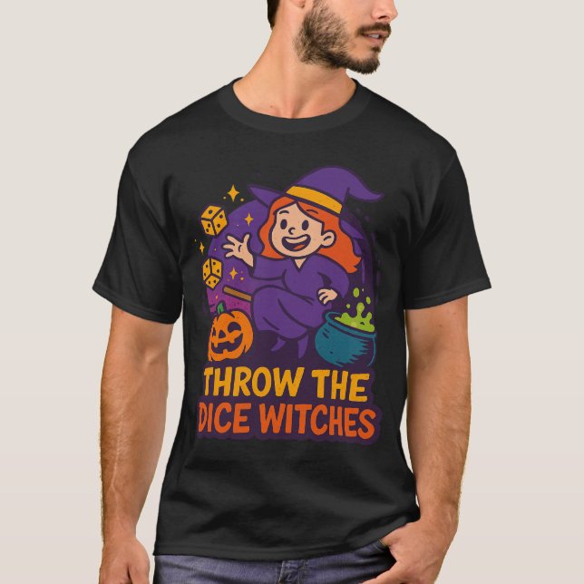 T-shirt Sorcières de Lancer Les Dés Halloween Épouvantable (Devant)