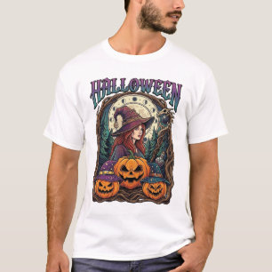T-shirt Sorcières d'Halloween Citrouilles Phases de la Lun