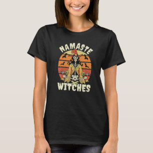 T-shirt Sorcières Namaste Méditant Squelette Yoga Hallowee