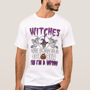 T-shirt Sorcières Octobre Halloween Crâne Chapeau de Sorci