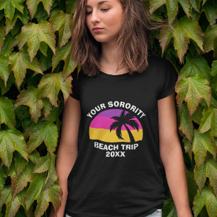 T-shirt Sorority Beach Trier Réunion Palmier rose