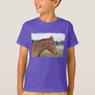 T-shirt Sorrel Horse Portrait Equine Art Illustration