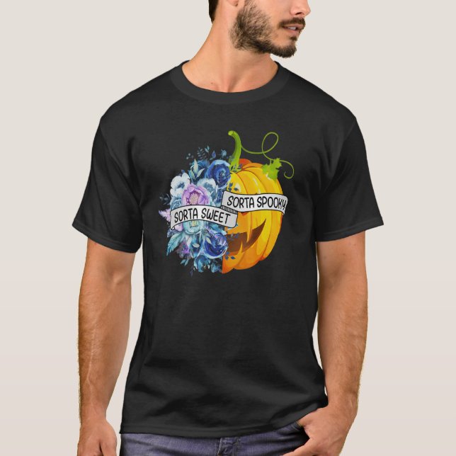 T-shirt Sorta Sweet Sorta Fleurs Éffrayantes Jack O'Lanter (Devant)