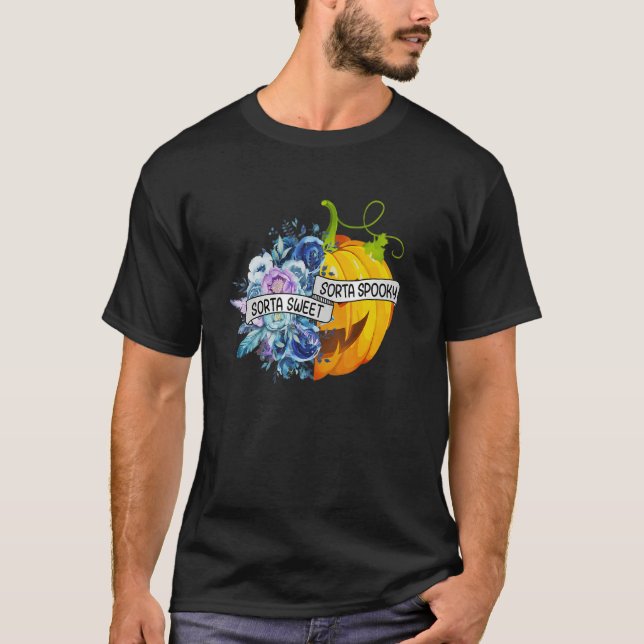 T-shirt Sorta Sweet Sorta Fleurs Éffrayantes Jack O'Lanter (Devant)