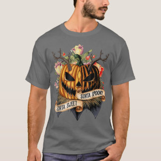 T-shirt Sorta Sweet Sorta Spooky Floral Scary Pumpkin Hall