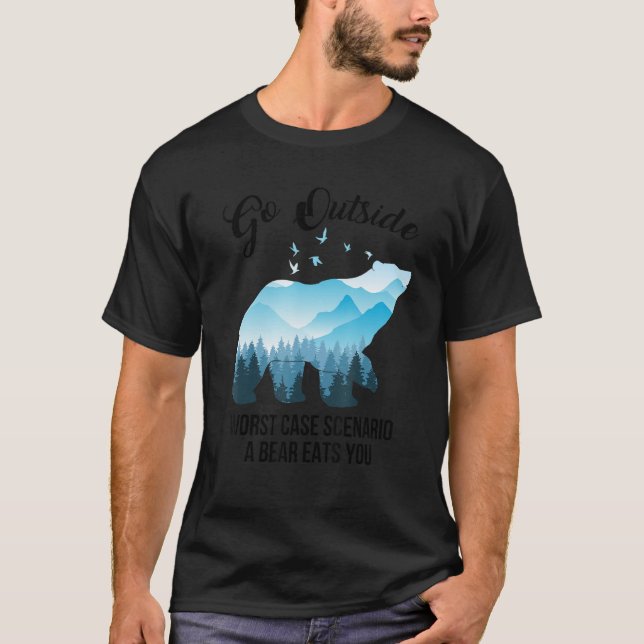 T-shirt Sortez du pire scénario Coque Un ours vous mange (Devant)