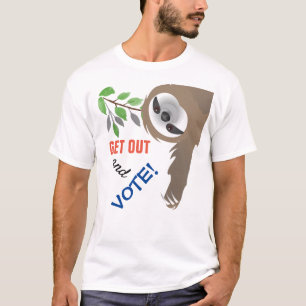 T-shirt Sortez et Votez Paresseux suspendu dans les branch