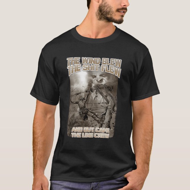 T-shirt Sorti Est Venu La Ligne Crew Electrical Lineman Ch (Devant)