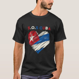 T-shirt Sos Cuba Drapeau Forme du coeur Le Cuba Drapeau cu