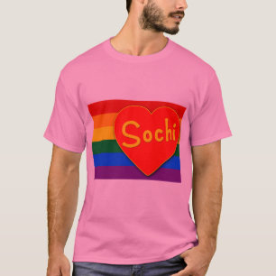 T-shirt Sotchi avec l'arc-en-ciel de drapeau de coeur et