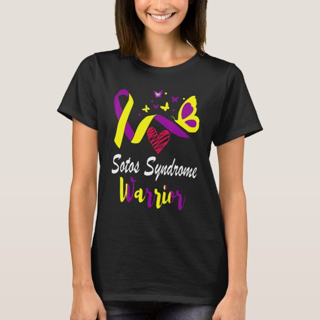 T-shirt Sotos Syndrome Awareness Butterfly Support Yellow  (Devant)
