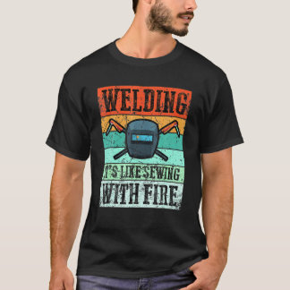 T-shirt Soudage vintage C'est comme coudre avec soudeur au